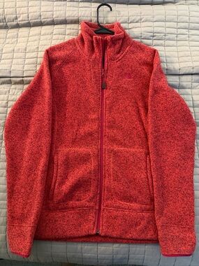 Women Red Full Zip North Face Fleece Jacket